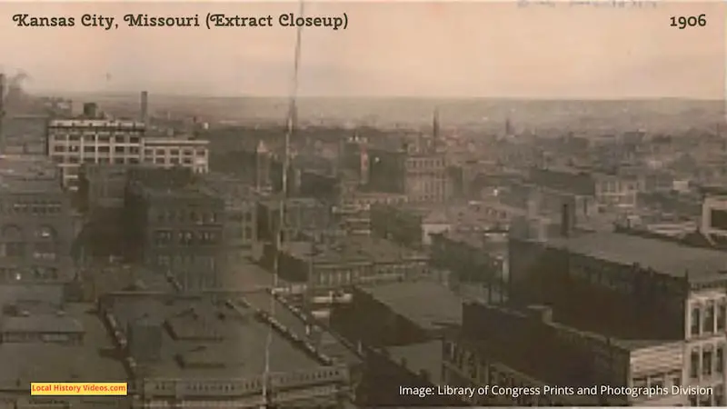 Closeup of an extract from an old panorama photo of Kansas City, Missouri, taken around 1906