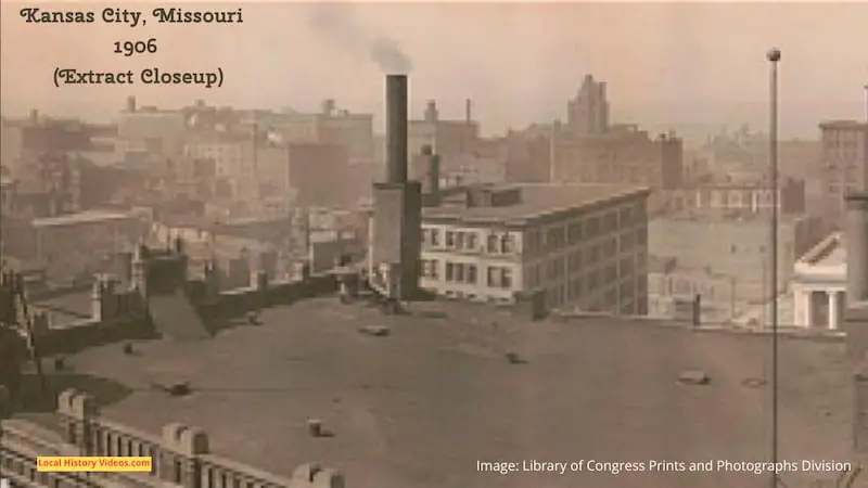 Closeup of an extract from an old panorama photo of Kansas City, Missouri, taken around 1906
