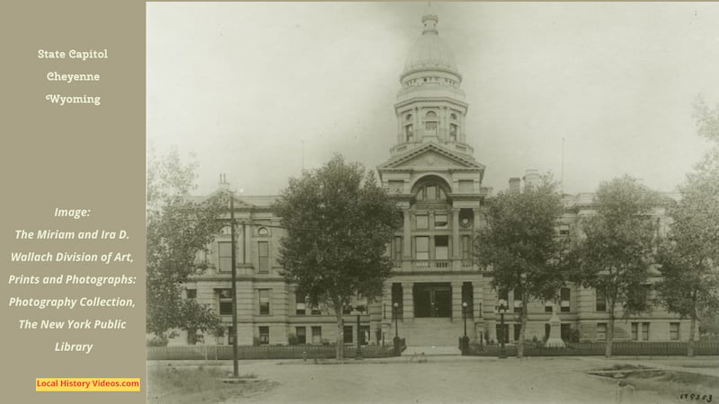 An old photograph of the State Capitol building in Cheyenne, Wyoming