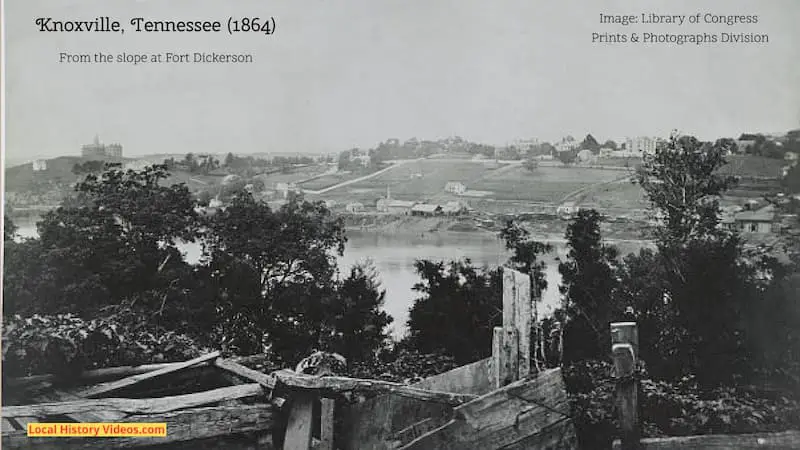 Old photo of Knoxville Tennessee taken from Fort Dickerson in 1864