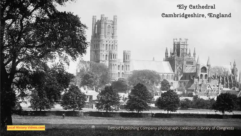 Old photo of Ely Cathedral in Cambridgeshire, probably taken between 1910 and 1920