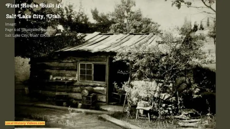 Old photo of the Deuel Cabin in Salt Lake City Utah taken around 1905