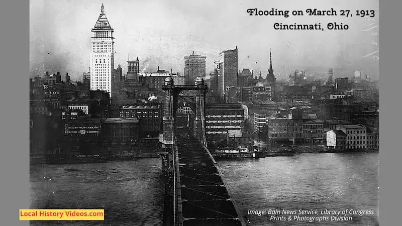 Old photo of the flooding at Cincinnati, Ohio, in March 1913