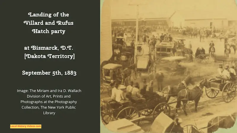 Old photo of the Villard and Rufus Natch party arriving at Bismarck Dakota