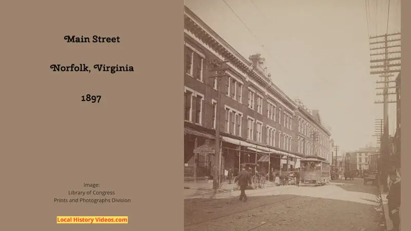 Old photo of Main Street in Norfolk, Virginia, taken in 1897