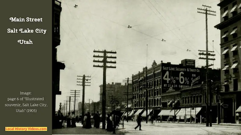 Old photo of Main Street in Salt Lake City Utah taken around 1905