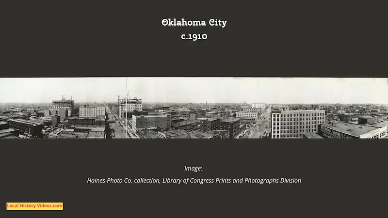 Old panorama photo of Oklahoma City, taken around 1910