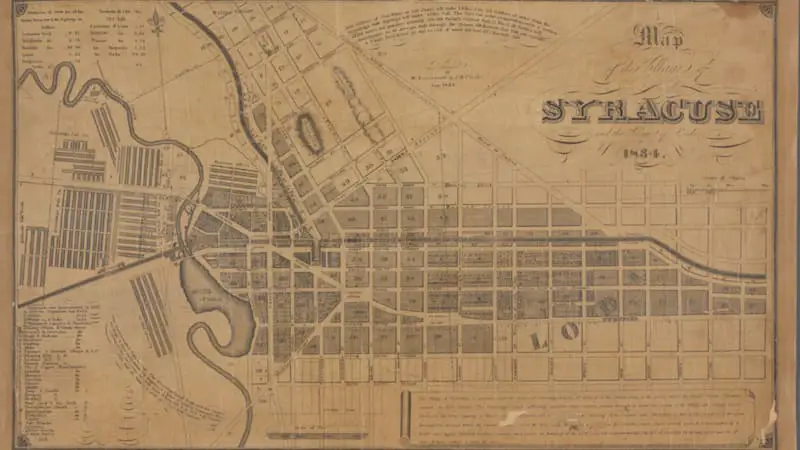 Old Map of the village of Syracuse and Lodi, New York, in 1834