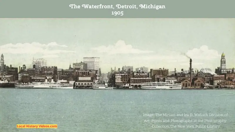 ld postcard of the waterfront at Detroit, Michigan, in 1905