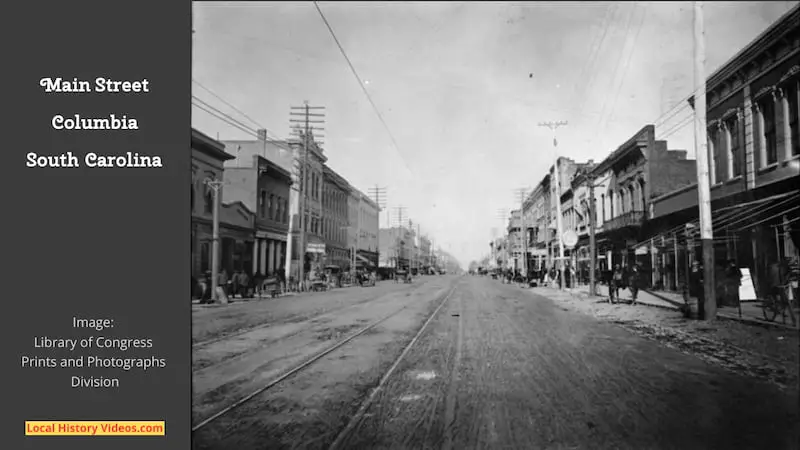 Old photo of Main Street Columbia South Carolina, at the start of the 20th Century