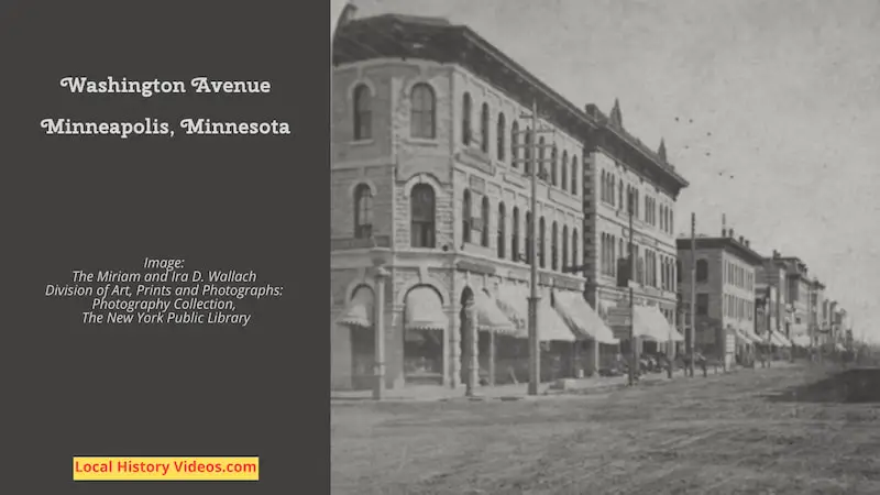 Old photo of Washington Avenue in Minneapolis, Minnesota