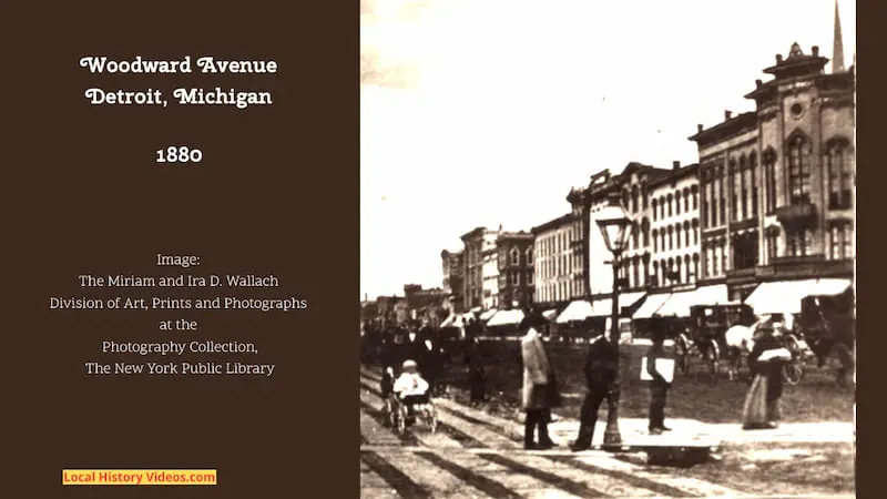 Old photo of Woodward Avenue in Detroit, Michigan, in the latter end of the 19th century