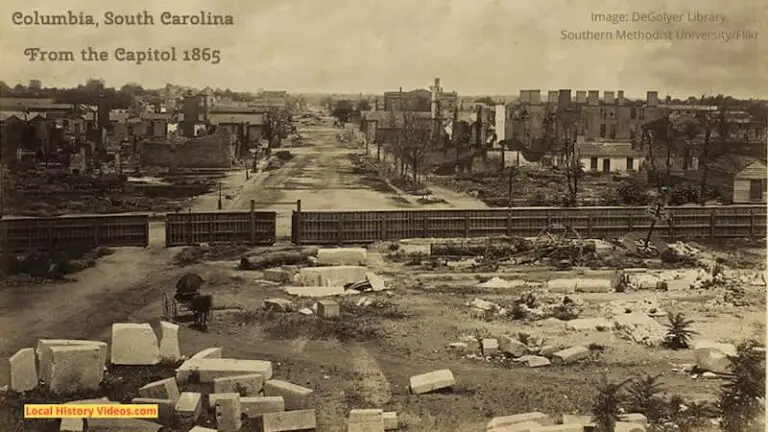 old photo of the ruins of Columbia South Carolina in February 1865