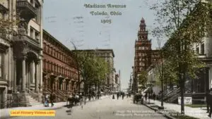 Old postcard of Madison Avenue in Toledo, Ohio, published in 1905