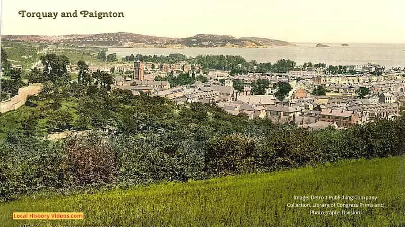 Old photo of the view of Torquay and Paignton, taken sometime between 1890 and 1905