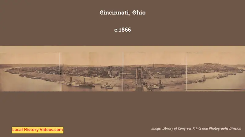 Old photo of the riverfront at Cincinnati, Ohio, taken around 1866