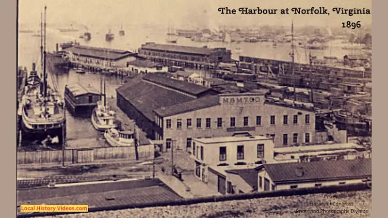 Old photo of the harbour at Norfolk, Virginia, taken in 1896