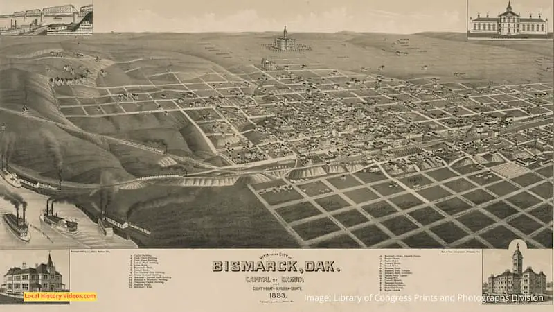 Old illustrated map of Bismarck Dakota