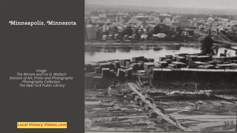 Old photo of the logging industry at Minneapolis, Minnesota