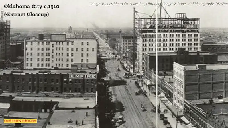 Closeup of part of an old panorama photo of Oklahoma City, taken around 1910