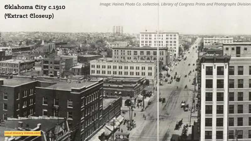 Closeup of part of an old panorama photo of Oklahoma City, taken around 1910