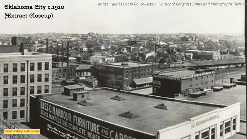 Closeup of part of an old panorama photo of Oklahoma City, taken around 1910