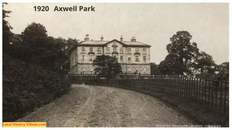 Old photo of Axwell Hall from the driveway, taken in 1920