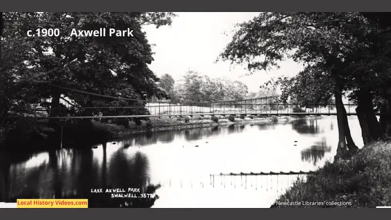 Old photo of the bridge across the River Derwent at Axwell Park.