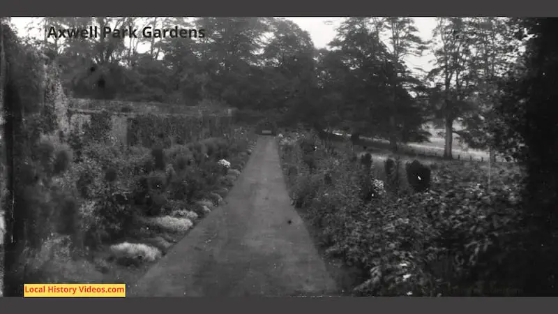 Old photo of the gardens at Axwell Park