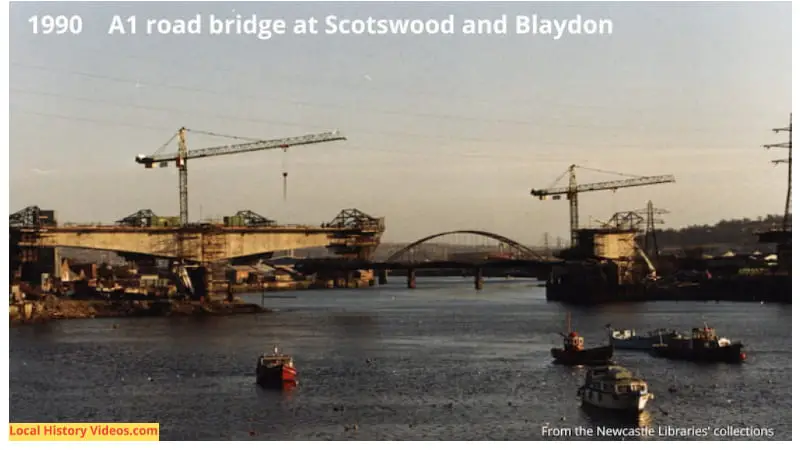 The A1 Blaydon Bridge under construction in 1990