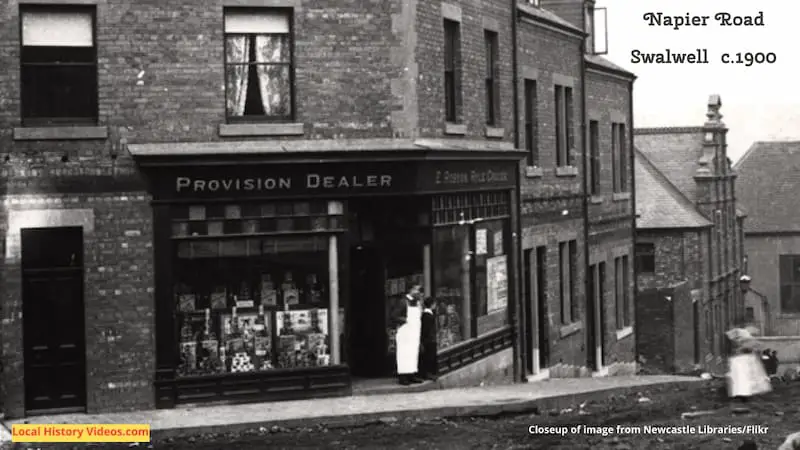 Closeup of an old photo of Napier Road, Swalwell, taken around 1900