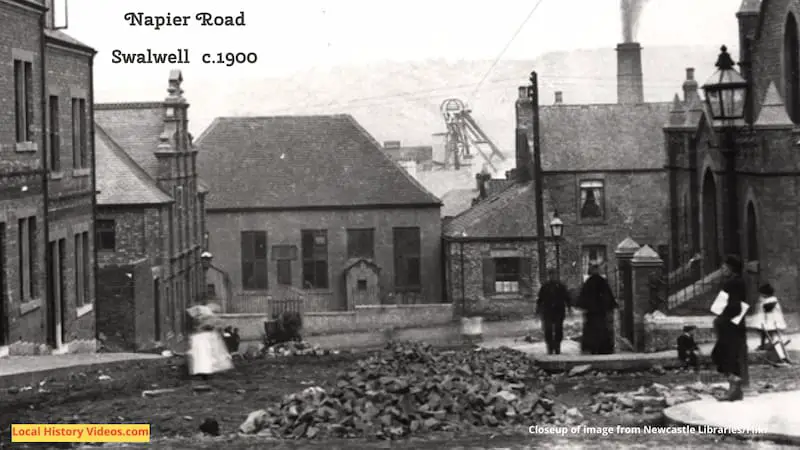 Closeup of an old photo of Napier Road, Swalwell, taken around 1900