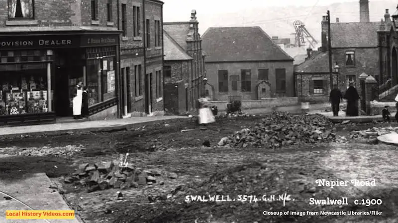 Closeup of an old photo of Napier Road, Swalwell, taken around 1900