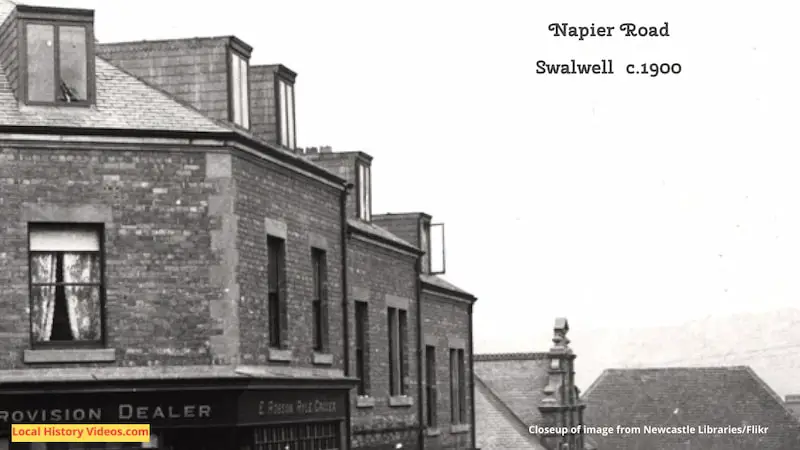 Closeup of an old photo of Napier Road, Swalwell, taken around 1900