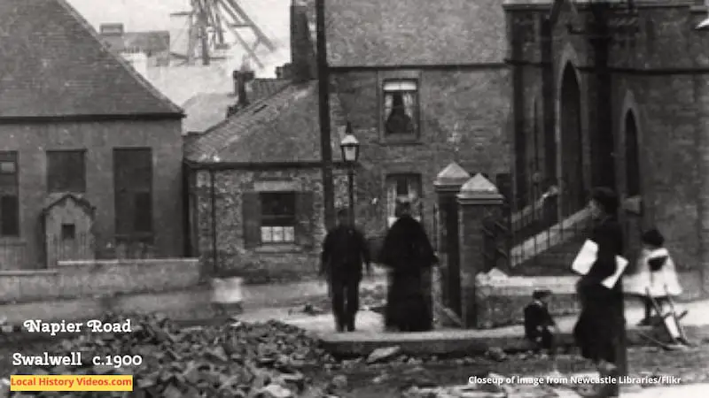 Closeup of an old photo of Napier Road, Swalwell, taken around 1900