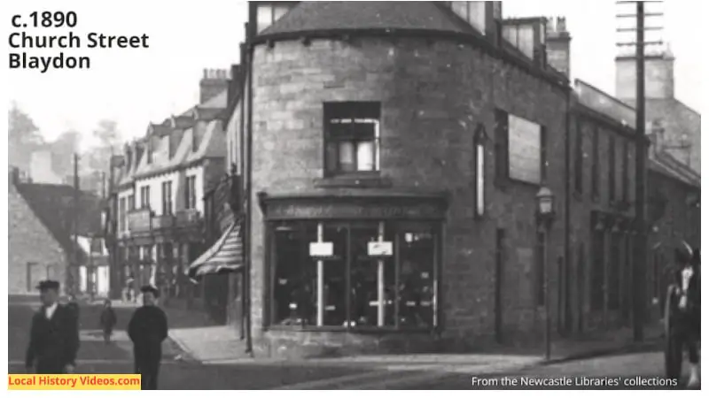 Closeup of an old photo of Church Street in Blaydon-on-Tyne, taken around 1890