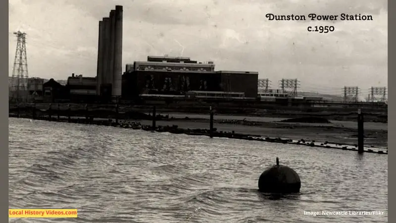 Old photo of the Dunston Power Station, taken around 1950