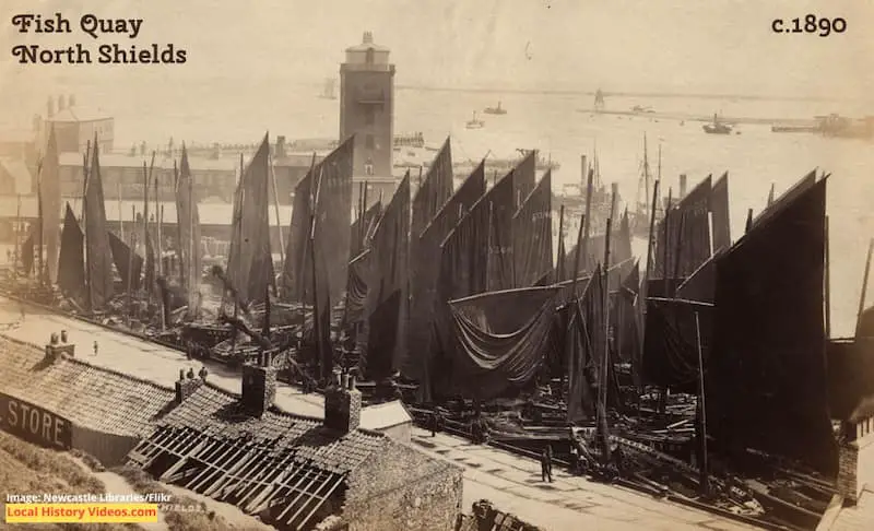 old photo of the Fish Quay at North Shields c1890