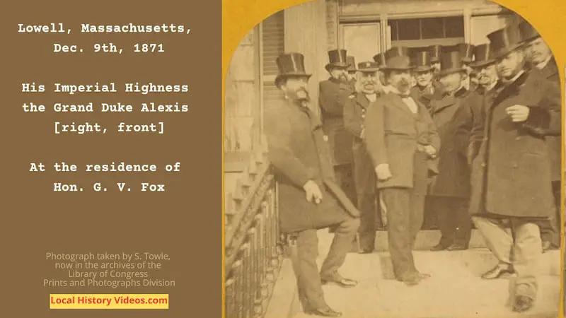 His Imperial Highness the Grand Duke Alexis visiting the Lowell home of the Honorable G.V. Fox on December 9, 1871
