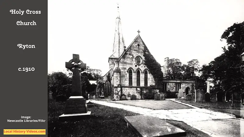 Old photo of Holy Cross Church in Ryton, taken around 1910