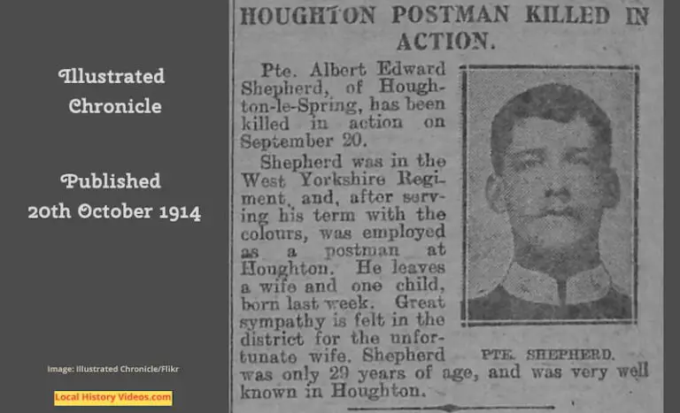 Newspaper clipping about Albert Shepherd of Houghton-le-spring