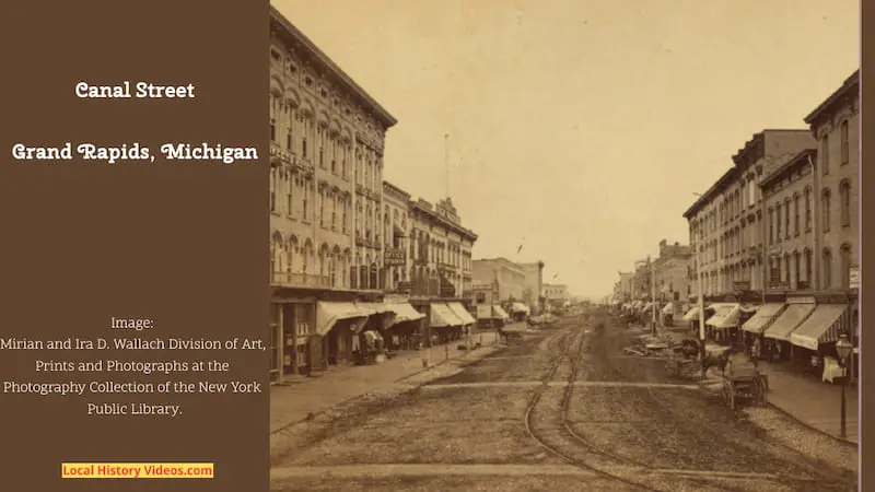 Old photo of Canal Street, Grand Rapids, Michigan, probably taken in the late 1800s