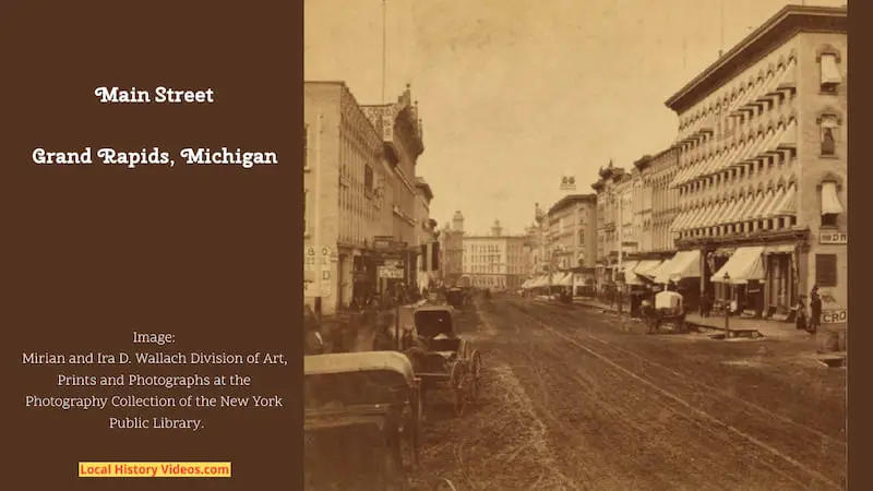 Old photo of Main Street, Grand Rapids, Michigan, probably taken in the late 1800s