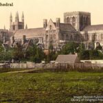 Old photo of the south side of the Cathedral at Peterborough Cambridgeshire