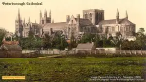 Old photo of the south side of the Cathedral at Peterborough Cambridgeshire