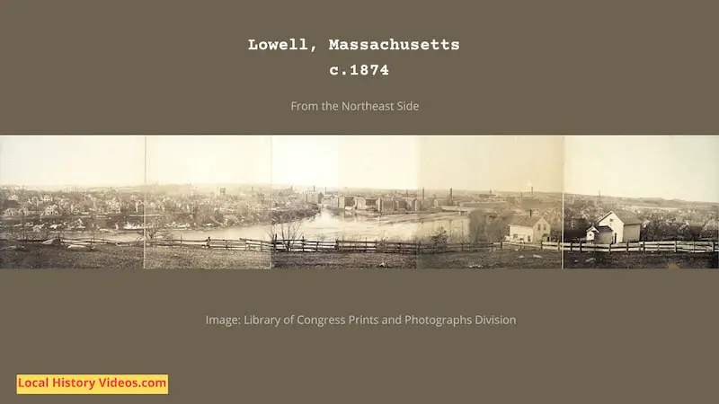 Old Panorama photo of Lowell Massachusetts, from the Northeast side, taken around 1874
