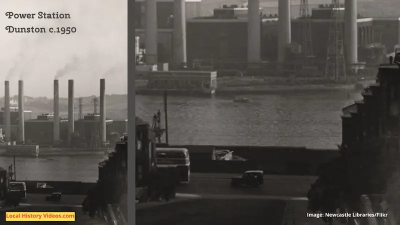 Old photo of Dunston's Power Station, taken from across the River Tyne around 1950