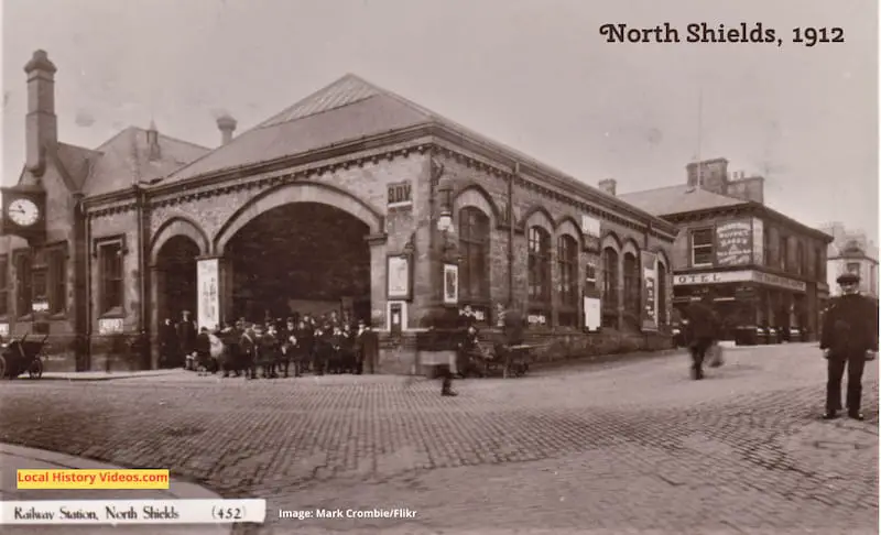 old photo of the Railway Station at North Shields in 1912