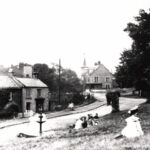 Old photo of the village green at Ryton, taken around 1910