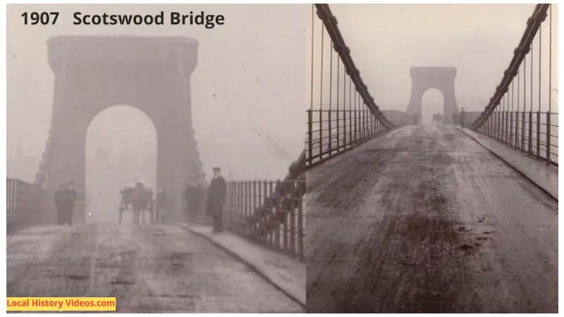 1907 photo of the old Scotswood Bridge, known locally as the Chain Bridge
